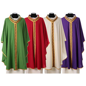 Chasuble in pure wool handwoven trimmings Gamma