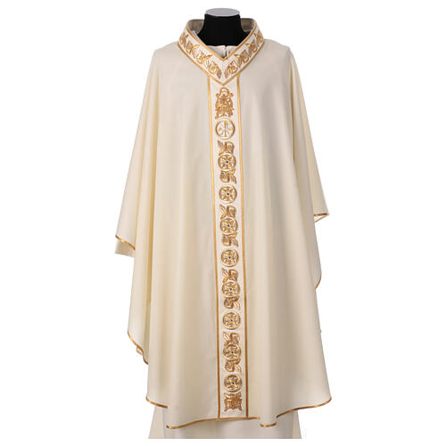 Gamma chasuble with Chi-Rho embroidered orphrey, pure wool 6