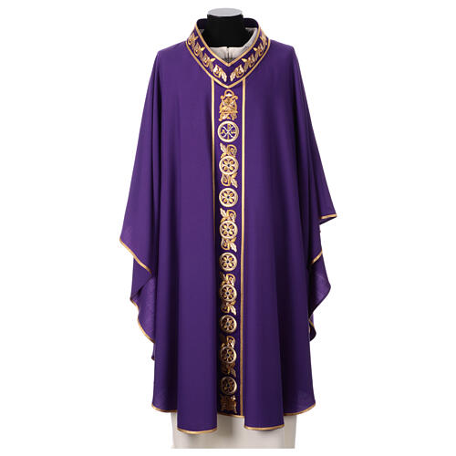 Gamma chasuble with Chi-Rho embroidered orphrey, pure wool 8