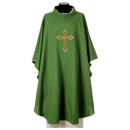 Gamma chasuble with marbled fabric, golden cross with stones 1