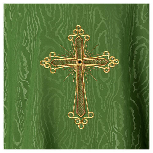 Gamma chasuble with marbled fabric, golden cross with stones 5