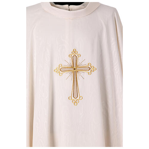 Gamma chasuble with marbled fabric, golden cross with stones 7