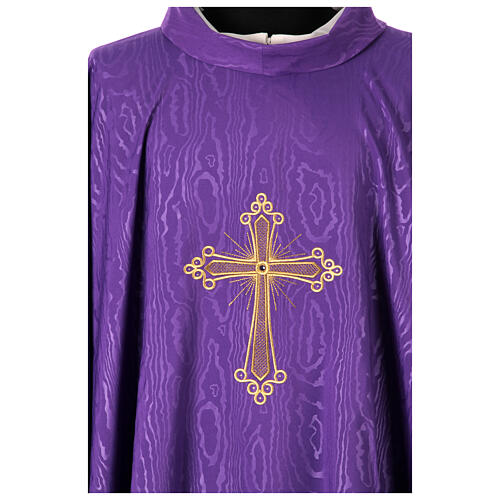 Gamma chasuble with marbled fabric, golden cross with stones 8