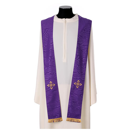 Gamma chasuble with marbled fabric, golden cross with stones 13