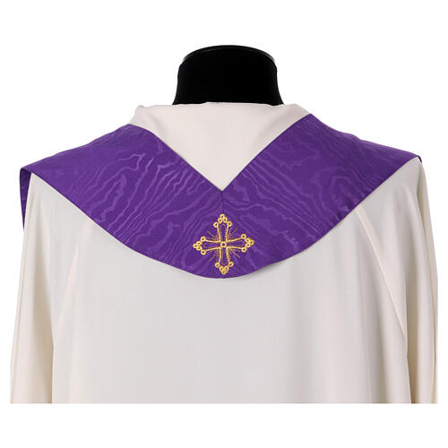 Gamma chasuble with marbled fabric, golden cross with stones 15