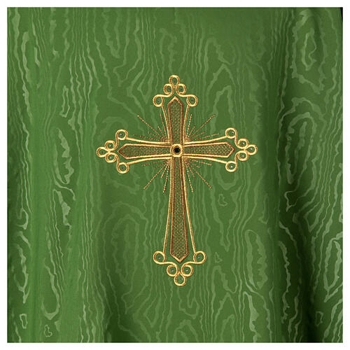 Gamma chasuble with marbled fabric, golden cross with stones 3