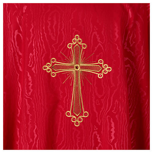 Gamma chasuble with marbled fabric, golden cross with stones 5