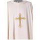 Gamma chasuble with marbled fabric, golden cross with stones s7