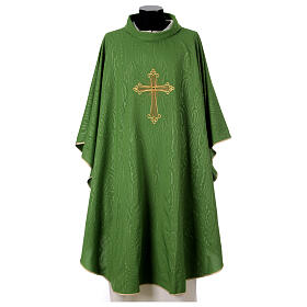 Chasuble tissu marbré motif croix avec pierre Gamma