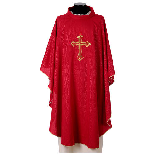 Chasuble tissu marbré motif croix avec pierre Gamma 4