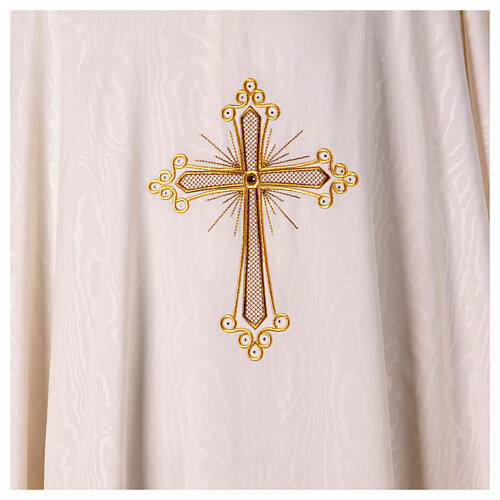 Chasuble tissu marbré motif croix avec pierre Gamma 7