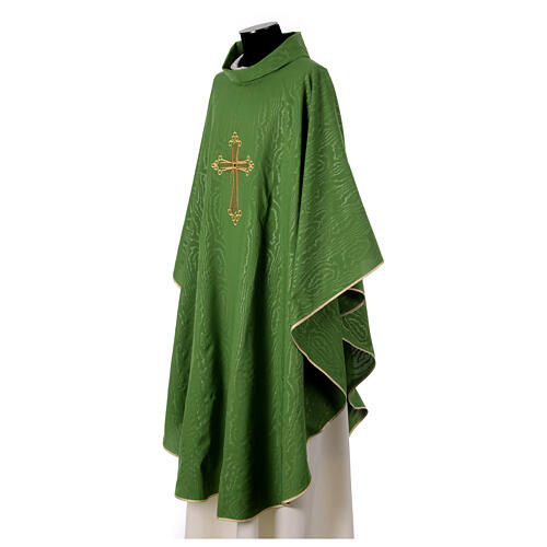 Chasuble tissu marbré motif croix avec pierre Gamma 10