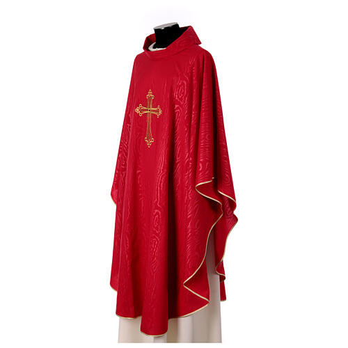 Chasuble tissu marbré motif croix avec pierre Gamma 11