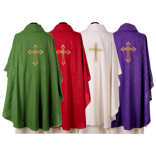 Chasuble tissu marbré motif croix avec pierre Gamma 14