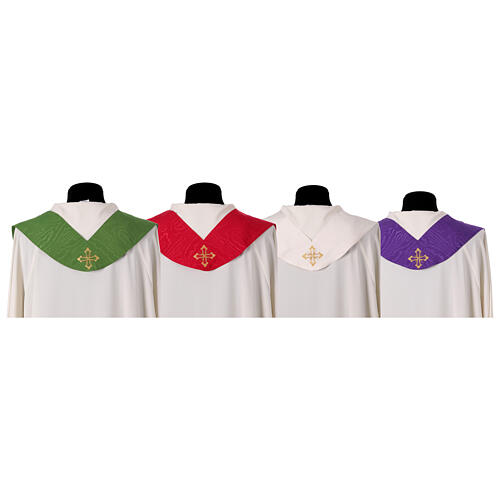 Chasuble tissu marbré motif croix avec pierre Gamma 16