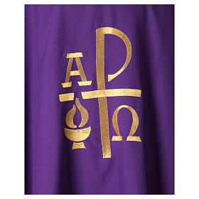 Chasuble with stole with golden embroidery with Alpha and Omega 4 colors