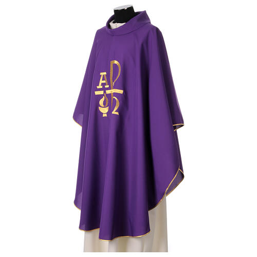 Chasuble with stole with golden embroidery with Alpha and Omega 4 colors 3