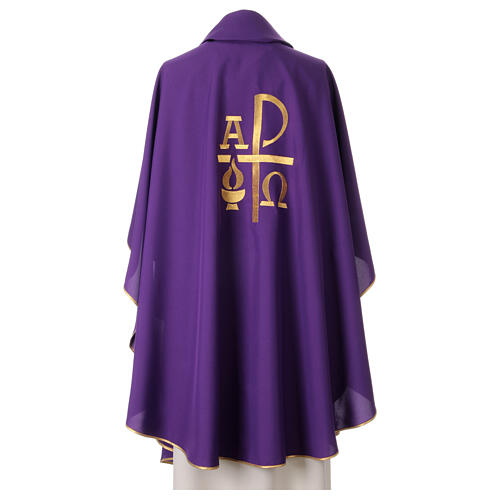 Chasuble with stole with golden embroidery with Alpha and Omega 4 colors 4