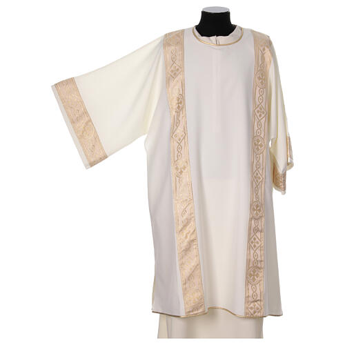 Dalmatic with embroidered galloon on the front, Vatican fabric, 4 colours 10