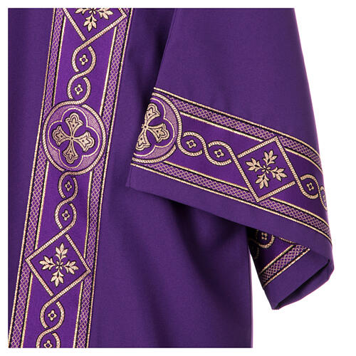 Dalmatic with embroidered galloon on the front, Vatican fabric, 4 colours 12