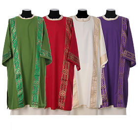 Dalmatic gallon embroidered on front Vatican fabric 4 colors