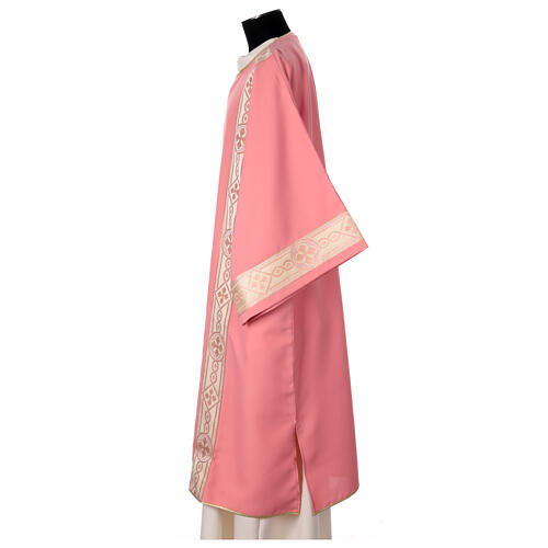 Pink dalmatic with embroidered galloon on the front, Vatican fabric 5