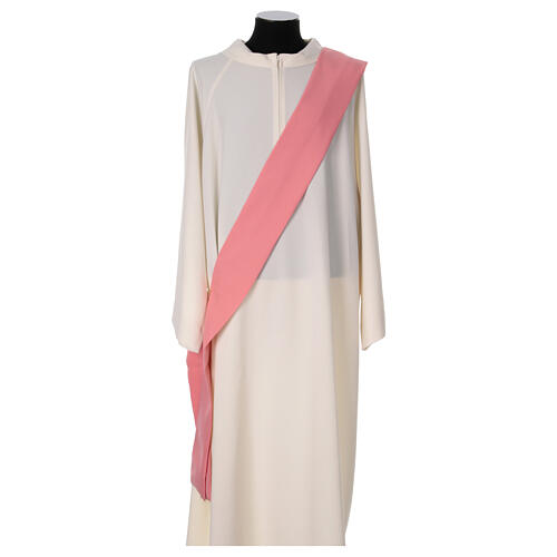 Dalmática tejido Vatican color rosa entorchado bordado frente 7