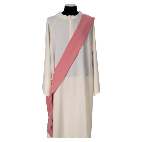 Dalmática tejido Vatican color rosa entorchado bordado frente 6