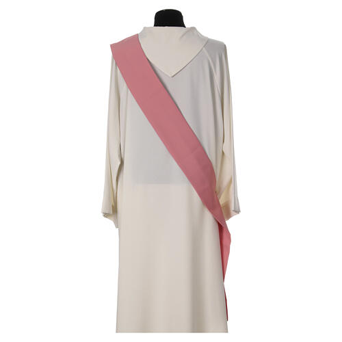 Dalmática tejido Vatican color rosa entorchado bordado frente 7
