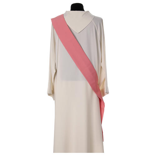 Dalmática tecido Vatican cor-de-rosa galão bordado na frente 8