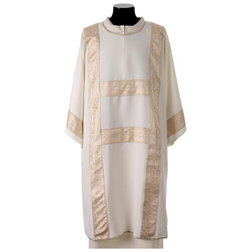 Dalmatic with chevron embroidered on the front in 4-color Vatican polyester fabric 1
