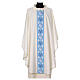 Marian chasuble with light blue embroidered orphrey, 100% polyester s1