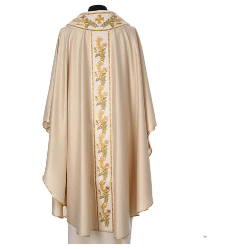 Chasuble with golden lurex and floral embroidery, wool blend, 4 colours 7