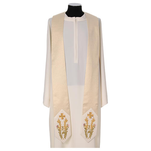 Chasuble with golden lurex and floral embroidery, wool blend, 4 colours 8