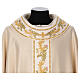 Chasuble with golden lurex and floral embroidery, wool blend, 4 colours s3