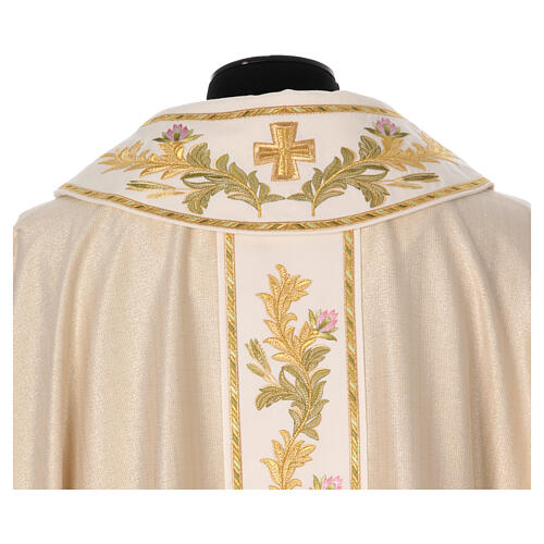 Chasuble lurex doré mélange laine broderie fleurs 4 couleurs 6