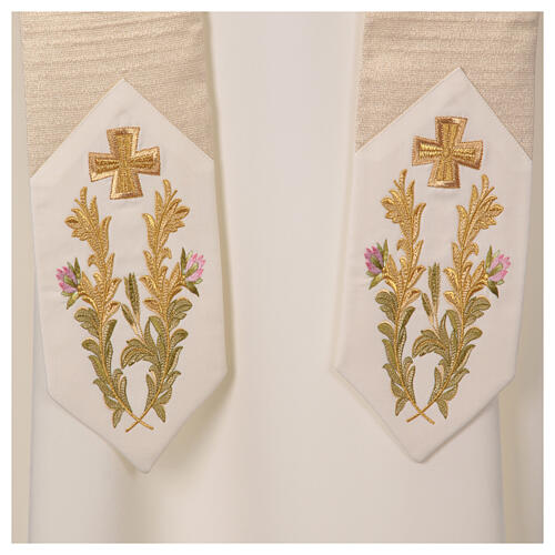 Chasuble lurex doré mélange laine broderie fleurs 4 couleurs 10