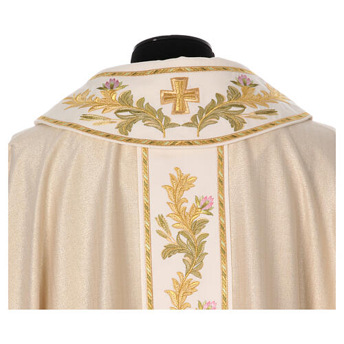 Golden lurex chasuble wool blend with flower embroidery in 4 colors 6