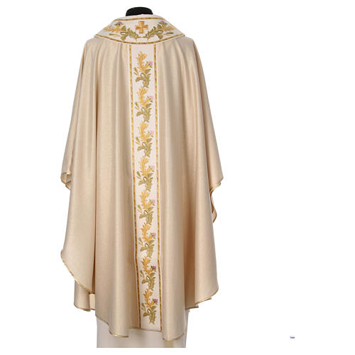 Golden lurex chasuble wool blend with flower embroidery in 4 colors 7