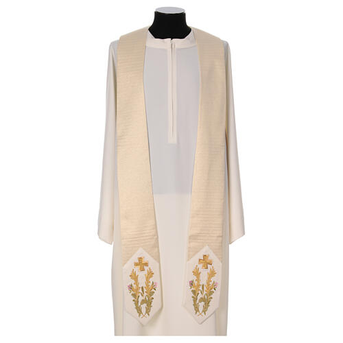 Golden lurex chasuble wool blend with flower embroidery in 4 colors 8