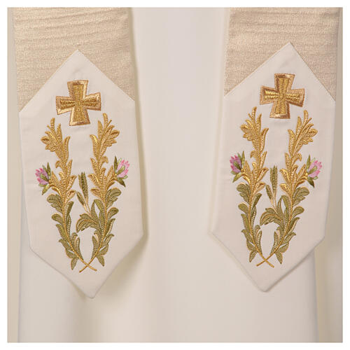 Golden lurex chasuble wool blend with flower embroidery in 4 colors 10