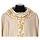 Golden lurex chasuble wool blend with flower embroidery in 4 colors s3