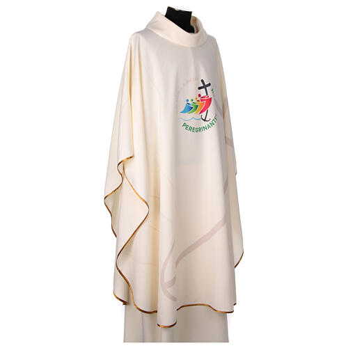 Cream-coloured chasuble with official logo of 2025 Jubilee printed 6