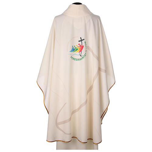 Cream-coloured chasuble with official logo of 2025 Jubilee printed 7