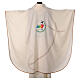 Cream-coloured chasuble with official logo of 2025 Jubilee printed s5