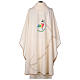 Cream-coloured chasuble with official logo of 2025 Jubilee printed s7