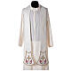 Priest stole, écru colour, floral embroidery and gold cross, Limited Edition s1