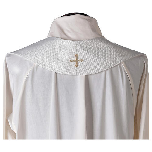 Priest stole in ecru with embroidered flowers and golden cross Limited Edition 3