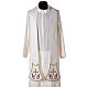 Priest stole in ecru with embroidered flowers and golden cross Limited Edition s1