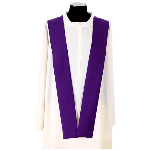 Kasel aus Polyester mit breitem Mittelstab vorne – Vatican-Stoff, florale Ornamente und Kreuzmuster 10